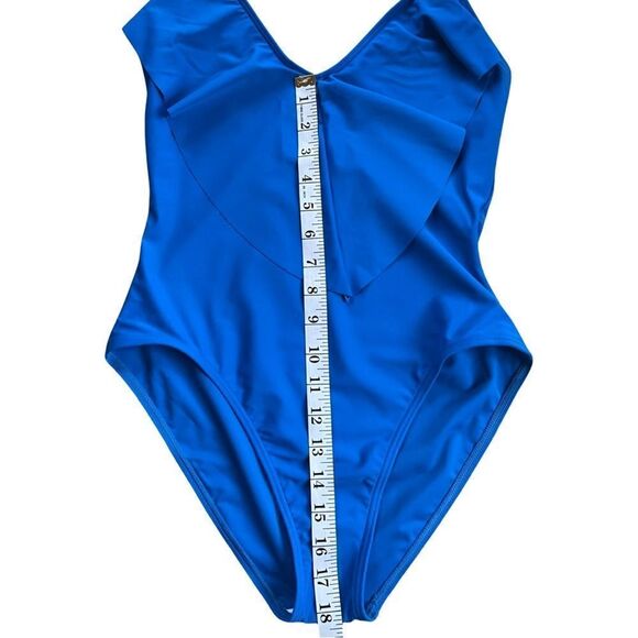 Sun and Sea | Blue Ruffle Halter One-Piece Women Small Swimsuit NWT - Picture 8 of 12